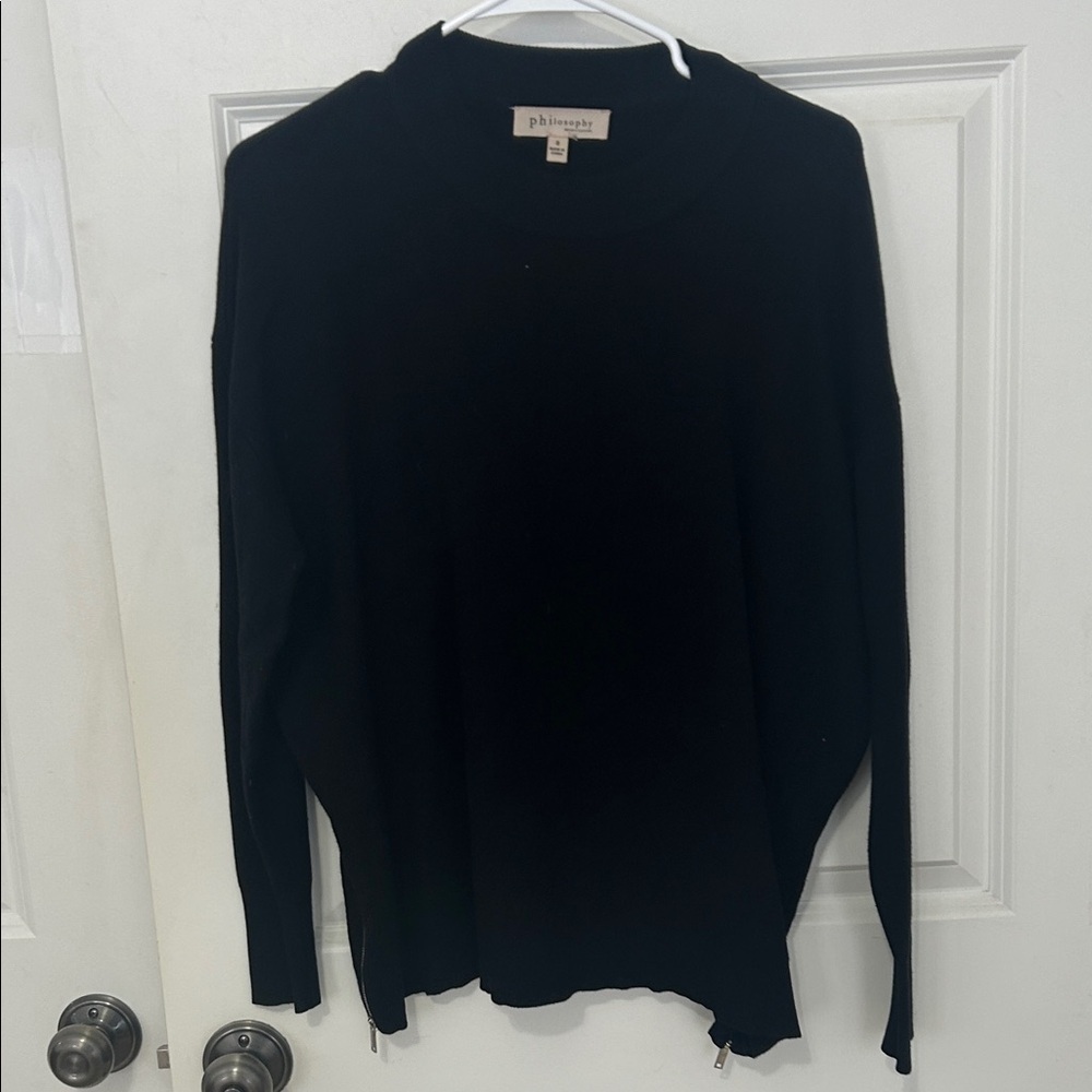 Philosophy Knit Sweater Side Zipper Accent size small black sweater